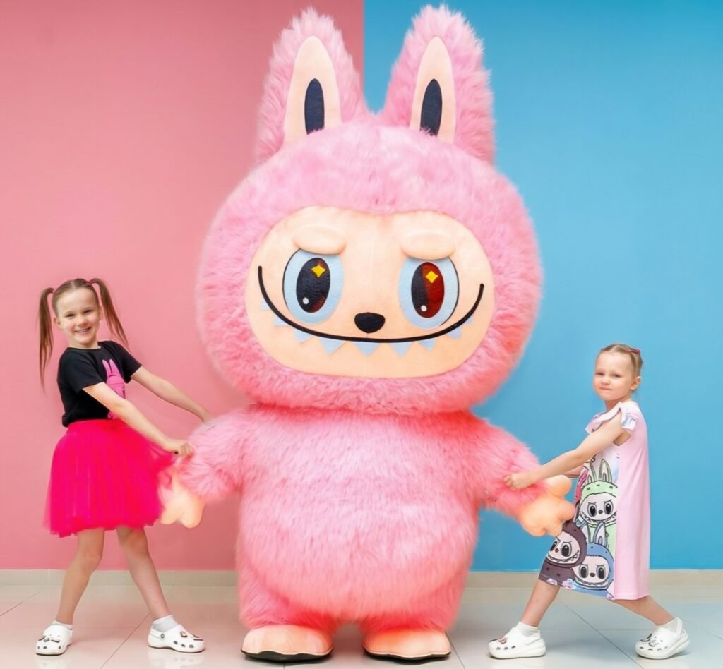Mascot Hơi Labubu Màu Hồng