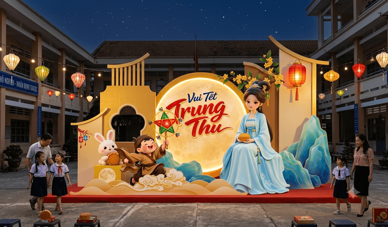 trang trí backdrop trung thu ở buôn ma thuột,đắk lắk