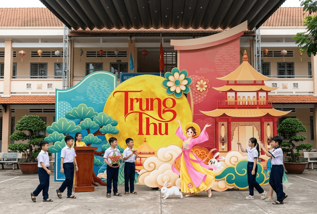 trang trí background trung thu buôn ma thuột,đắk lắk